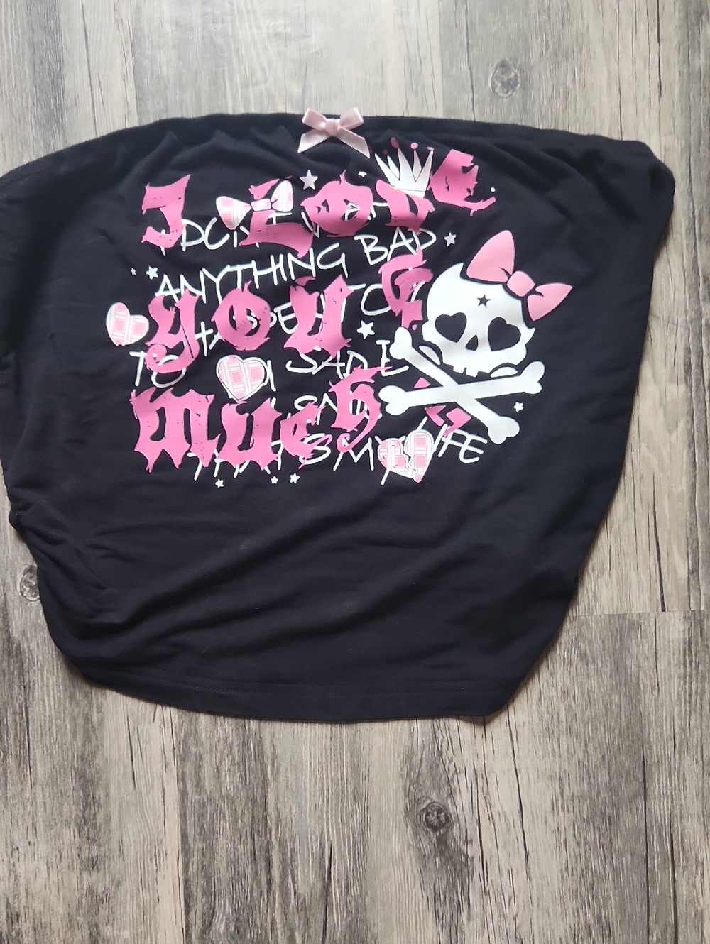 Girls Black T-Shirt with Pink Skull Graphic